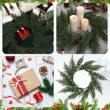 Gandeer Christmas Placemats Set of 6 Round Greenery Place Mats Xmas Circular Artificial Wreath Dining Table Decor Winter Fake Plants Branches Mats for Kitchen Accessories(Cedar)