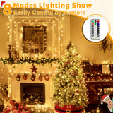 Ollny Christmas Lights Outdoor 800LED 262FT, Warm White Plug in Fairy Light with Remote, 8 Modes Waterproof Timers Dimmable LED String Lights for Indoor House Outside Bedroom Patio Balcony