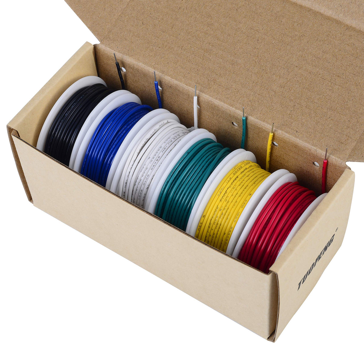 TUOFENG 22 AWG Wire Solid Core Hookup Wire, 6 Different Colored Breadb ...