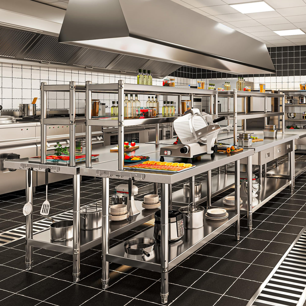 YITAHOME NSF Stainless Steel Table with Overshelves, 30" X 24" Work Table with 30" X 12" Shelf, Metal Table Prep Table for Home Kitchen Restaurant Garage Warehouse
