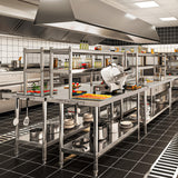 YITAHOME NSF Stainless Steel Table with Overshelves, 30" X 24" Work Table with 30" X 12" Shelf, Metal Table Prep Table for Home Kitchen Restaurant Garage Warehouse
