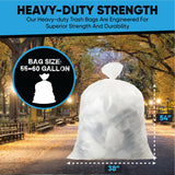 55-60 Gallon Clear Trash Bags | 50 Count | Large Clear Plastic Bags for Recycling, Garbage, and Commercial Use – Fits 55 Gallon and 60 Gallon Trash Cans