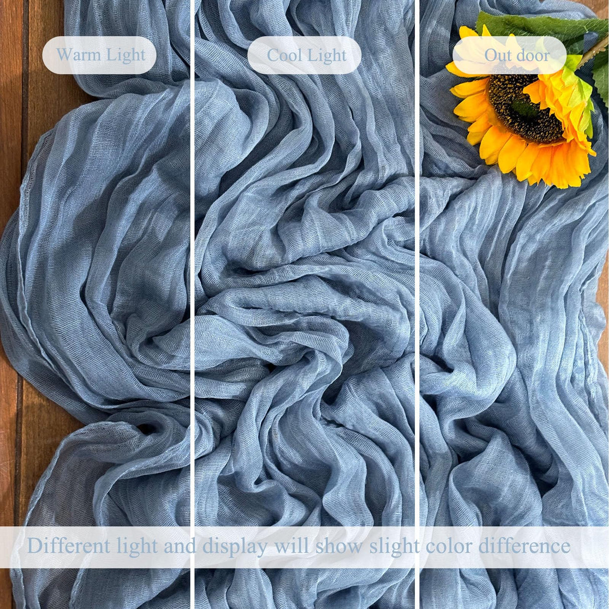 12Pack Dusty Blue Cheesecloth Table Runner 10Ft Gauze Table Runner Blue Cheese Cloth Table Runners Long Sheer Fabric Tablerunners for Wedding Party Bridal Shower Thanksgiving Christmas