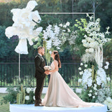 Wokceer Square Wedding Arch Backdrop Stand White Metal Arch 8FT x 8FT