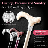 Merry Sticks Designer Foldable Walking Canes with Finest European Crystals, Folding Canes for Women and Men, Adjustable & Collapsible Canes for Seniors, Stylish Rhinestone Gift - Royal Champagne Gold
