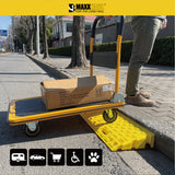 MAXXHAUL 50707 Portable Interlocking Plastic Curb Threshold Ramps Set (Yellow) for Loading Dock, Driveway, Sidewalk for Scooter, Wheelchair, Car, Truck, Motorcycle, Dolly
