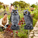 Hausse 2 Pack Fake Horned Owl Bird Scarecrow Decoy 10.5 Inch Height, Plastic Deterrents, Halloween Decoration, Nature Enemy Pest Repellent for Outdoor Garden Yard