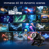 AIRIVO 3D Galaxy Projector, 60 Dynamic Scenes Star Projector with Bluetooth Speaker & 1/2/4H Auto-Off Timer, Remote Control Night Light Projector for Room Decor, Gifts for Christmas, Adults, Kids