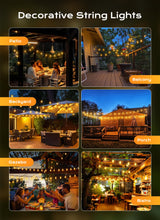 Brightown Outdoor String Lights, 50FT 25+2 LED ST38 LED Patio Lights Shatterproof, Dimmable IP65 Waterproof Connectable Hanging Outdoor Light for Backyard, Porch, Deck, Balcony