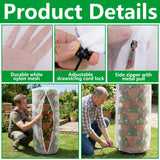 2 Pcs Vertical Plant Pot Insect Netting with Zipper, 59"x22" Stackable Planter Garden Net Cover, 6 to 7 Tier Planter Pot Insect Bird Barrier Protection Mesh for Strawberry Herb Flower Fruit Vegetable