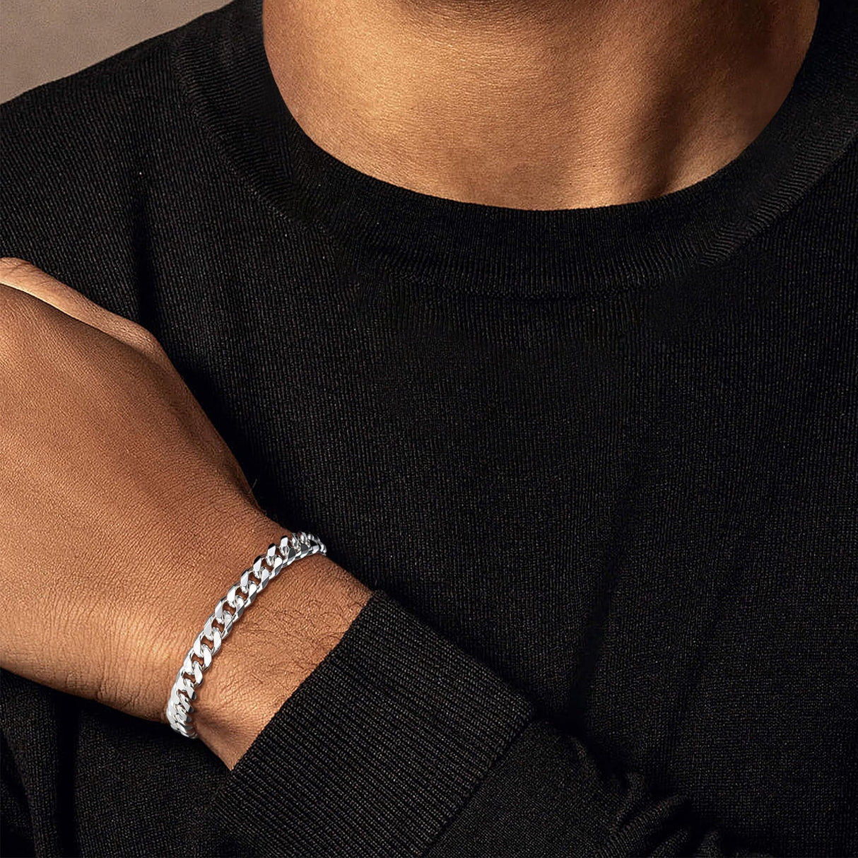HIMSTORY Silver Bracelet for Men, 7mm 925 Sterling Silver Cuban Link Bracelet Diamond Cut Silver Bracelets Jewelry Gifts for Boyfriend Husband(8.5 Inches)