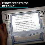 MAGNIPROS Patented 5X Large LED Page Magnifier with Detachable Stand | Eye Caring 3 Color Light Modes & Anti-Glare Lens to Reduce Eye Strain-Ideal for Reading Fine Print, Crafting, Low Vision Seniors