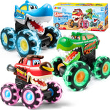 JOYIN 3 Pack Monster Truck Toy - Motion Activated Light-Up Cars for Toddlers - Monster Treads Lightning Wheels - Baby Toy Trucks - Press & Go Cars for Kids Boys Birthday Gifts for Christmas