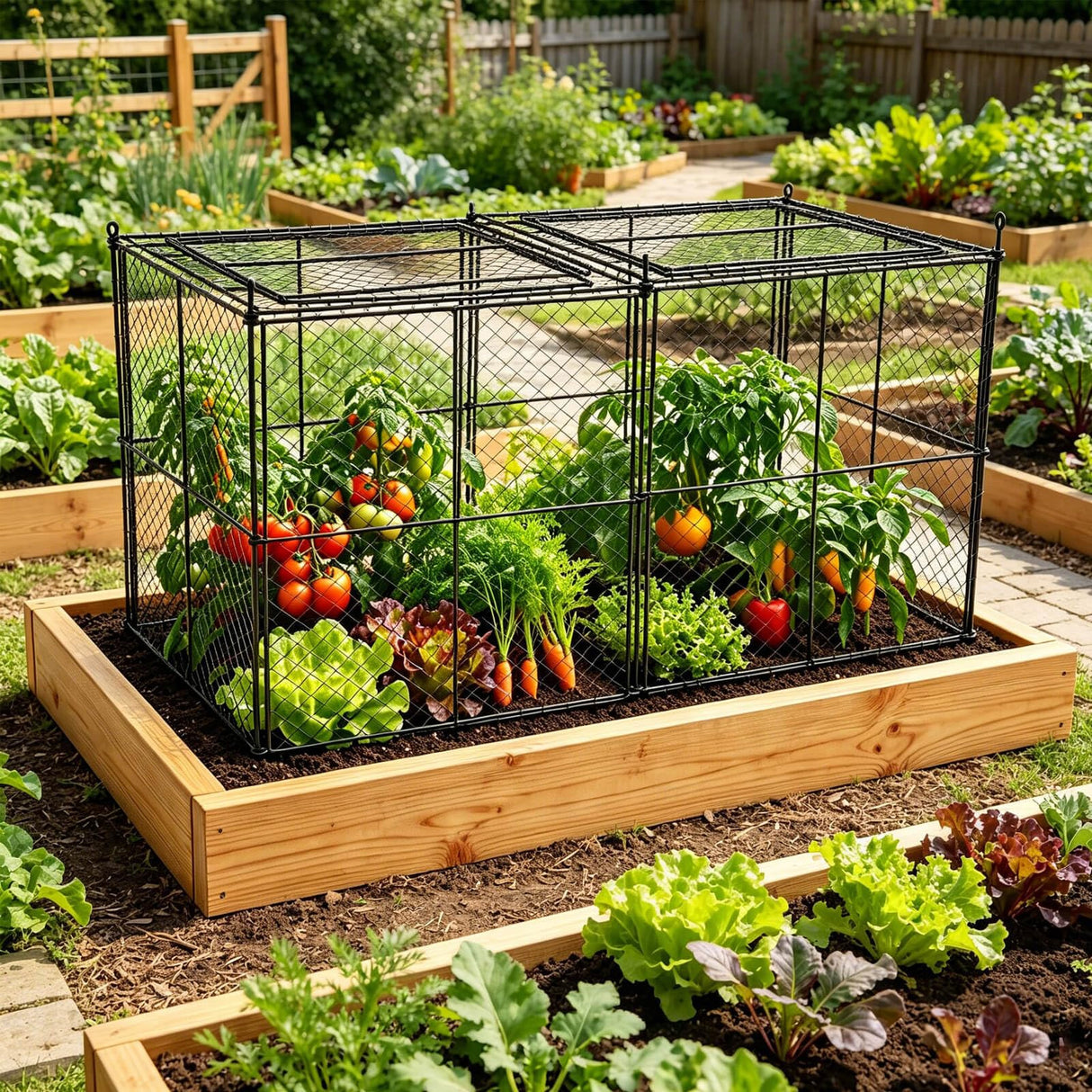 TAOMENNI Crop Cage, 45"×23"×24" Garden Cage to Keep Animals Out, Chicken Wire Cloche, Heavy-Duty Plant Protector for Raised Garden Bed, Protect Vegetables from Rabbits Squirrels
