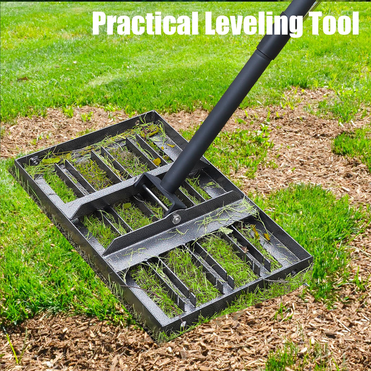 Lawn Leveling rake 17"x9.4" Levelawn Tool with 70.5" Adjustable Long Handle Heavy Duty Landscape Leveling Rake Lawn Leveler Yard Tool for Backyard, Golf Course, Garden, Pasture, Farm