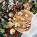 Wironlst Christmas Ball Ornaments - 30pcs Shatterproof Plastic Christmas Ornaments Hanging Ball Decorations for Xmas Tree, Holiday, Wedding, Party (Multi-Size, Gold)