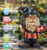 Better Office Products Garden Gnome Statue, 12" Height, Handcrafted Waterproof, UV-Resistant Polyresin Lawn Patio Porch Ornament Decoration (Yankee Doodle Patriot)