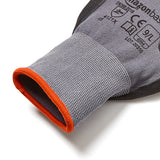 Amazon Basics Micro-Foam Nitrile Coated Safety Work Gloves, Nylon Liner Fiber, Touch Screen Compatible, Grey, Size 9, Large, 6-Pack