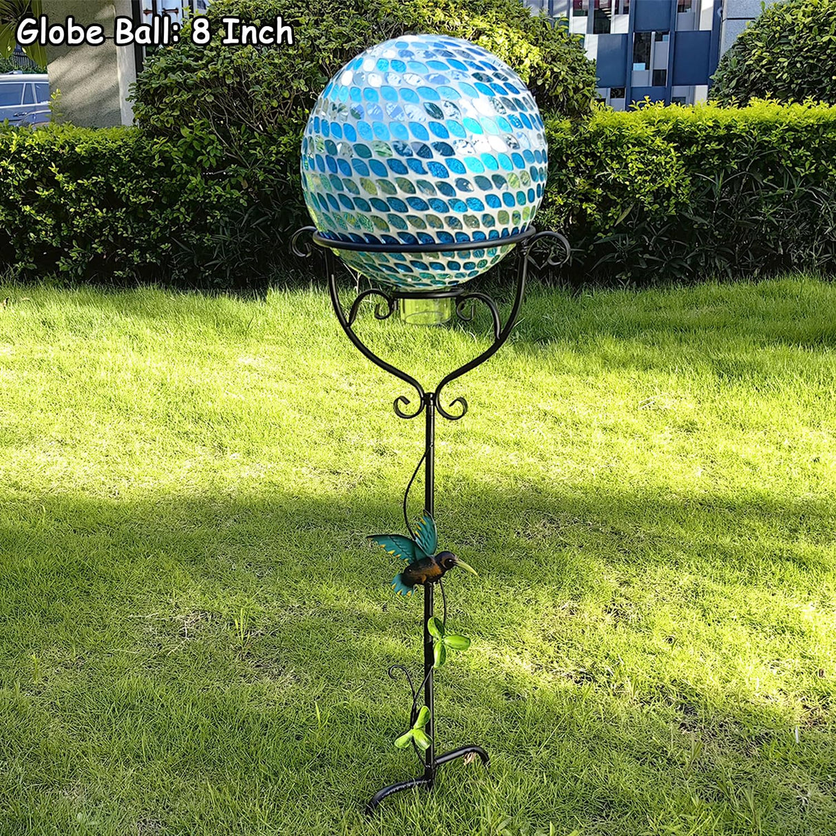 TICKCACY 30.5" Gazing Ball Stand, Trident Base Gazing Globe Stand for 10 Inches Gazing Globes, Metal Gazing Ball Display Holder for Outdoor Garden Lawn Yard