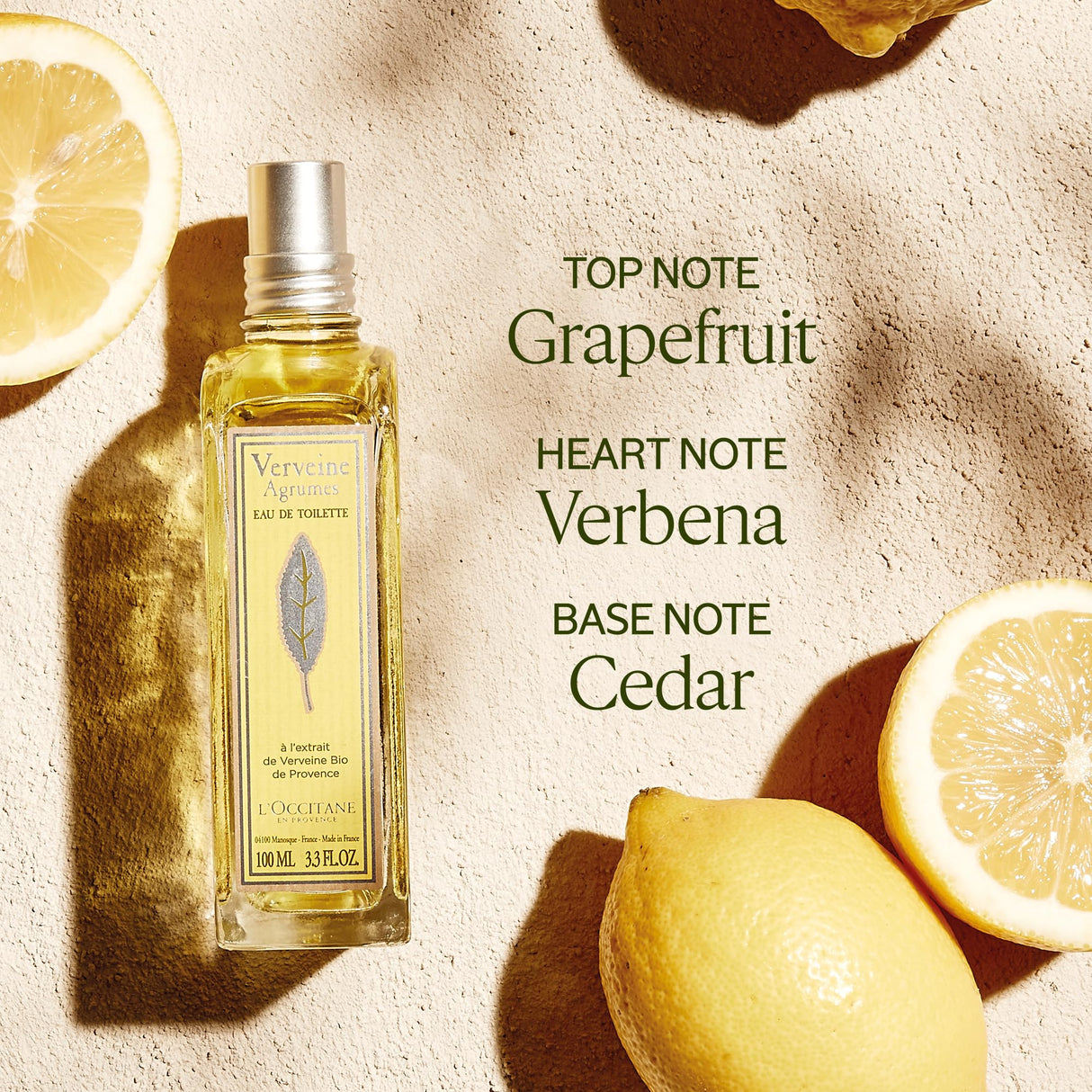L'OCCITANE Citrus Verbena Eau de Toilette: Sparkling and Zesty Fragrance, Enriched with Verbena Extract from Provence, 3.3 Fl. Oz