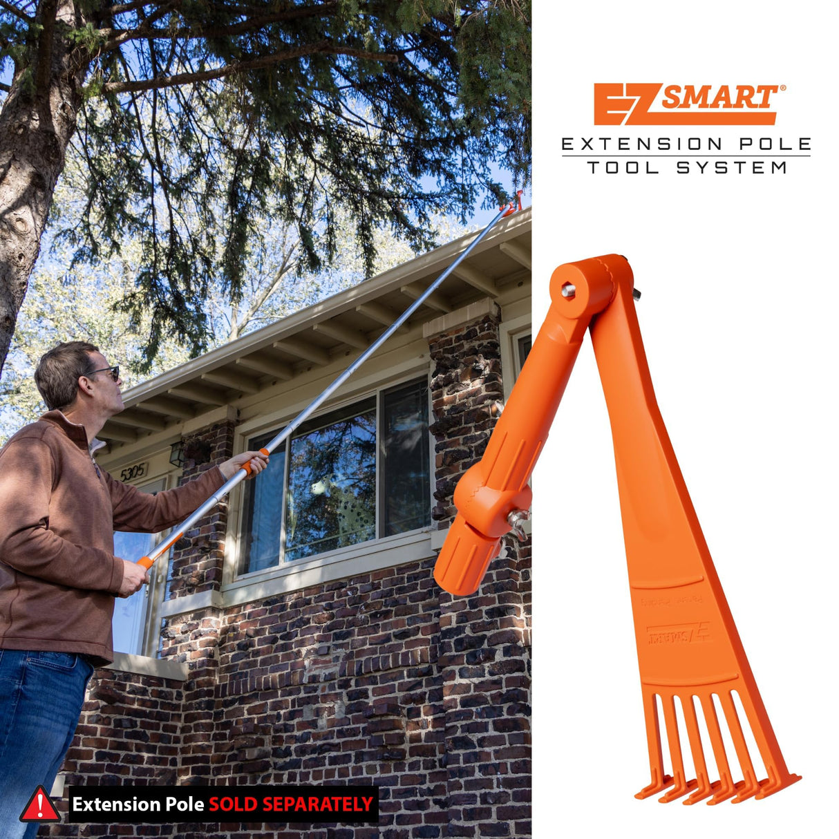 EZ Smart Mini Gutter Rake - Tool Only - Clean Gutters Without a Ladder