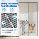 Heavy Duty Magnetic Screen Door Mesh - Auto-Sealing Hand-Free Door Net Screen with 50 Magnets, Pet & Kid Friendly, PET Fine Mesh Doors Screens Keep Bugs & Mosquitos Out Fits Front Doors Size 32” x 80”
