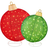 Best Choice Products 2pc Lighted Pop-Up Outdoor Christmas Ornament Set, Holiday Ball Decoration w/ 180 LED Lights, 8 Light Functions - Red/Green