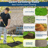 Lawn Leveling Rake 30"x10" for Lawn Care - 72" Extendable Stainless Steel Handle with Ergonomic Grip | Professional Grass Leveling Tool for Golf Courses, Soccer Fields, Backyard Turf Maintenance
