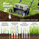 Suchtale 18-Inch Push Spike Aerator, Heavy Duty Rolling Lawn Aerator, Rotary Spike Lawn Aerator, Manual Aeration Equipment with Steel Handle, Suitable for Lawns, Garden, and Yard Grass Aeration