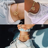 YANODA Gold Initial Pendant Necklace Anklet Bracelet for Women 14K Gold Plated Figaro Chain Letter Initial Heart Necklace Anklets Alphabet Foot Jewelry Personalized Jewelry for Women S