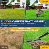 Garden Rake 51" – Dual-Sided Shrub Rake with 13" Sharp Metal Tines, Lightweight Multi-Purpose Yard Tool, Reversible Head for Lawn, Soil, Shrub, Mulch & Leaf Cleanup