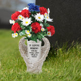 BAYN Grave Decorations for Cemetery, Angel Wings Vases with Spikes for Garden Decorations Waterproof Garden Statues Memorial Gifts for Loss of Loved One