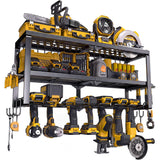 Spampur Power Tool Organizer for Tool Storage, Drill Holder Wall Mount with Screwdriver Organizer, Tool Holder for Garage Wall Organization, Heavy Duty Metal Tool Shelf with Battery Holder