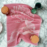 sea me at home Christmas Tea Towel Set of 4-100% Cotton Jacquard Kitchen Towels, Festive Dish Towels for Christmas Decor, Perfect Hostess Gift (Merry Christmas)