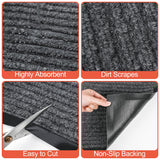 MYFAMIREA Commercial Floor Mat 3' x 5' Extra Large Front Door Industrial Rug Heavy Duty Brush Step Entrance Mat Weather Utility Rug with Non Slip Rubber Backing Low Profile for Entryway, Charcoal Grey