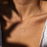 Kakonia Layered Gold Necklaces for Women, Gold Necklace Stack, Cross and CZ