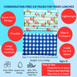 Yumbox Reusable Condensation Free Soft Ice Packs with Fabric Sleeve for Lunch Box and Cooler, Sweatproof, Pack of 2 Gel Ice Packs (Vichy)