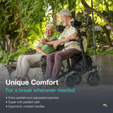 Helavo All Terrain Upright Walker with Flat-Free Solid Rubber Tires - Outdoor Stand Up Walker for Seniors - Tall Standing Rollator with Seat