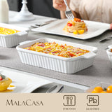 MALACASA Casserole Dishes for Oven, Ceramic Baking Dishes Set of 4, White