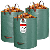 GreatBuddy 72 Gallon Leaf Bags Reusable 3 Pack, Heavy Duty Collapsible Lawn and Leaf Bag, Self-Standing with Top & Bottom Handles, PP Waterproof Yard Waste Bags for Leaves Grass Clippings Debris