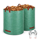 Gardzen 2-Pack 132 Gallon Yard Waste Bags, Reusable Heavy Duty Collapsible Garden Leaf Bags with Plastic Ring, Stand-Up Yard Waste Bin for Leaves, Lawn Debris & Grass Clippings