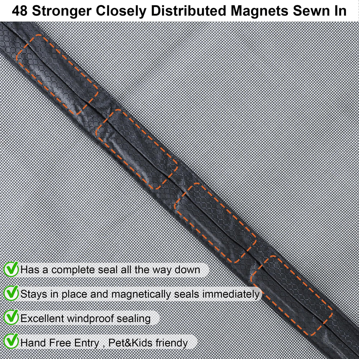 Reversible Left Right Side Opening Wide Magnetic Screen Door for Sliding & French Doors,Heavy Duty Thicker Reinforced Mesh Bug Door Screen Magnetic Closure,Screen 74" x 81",Fits Door to 72"x80"
