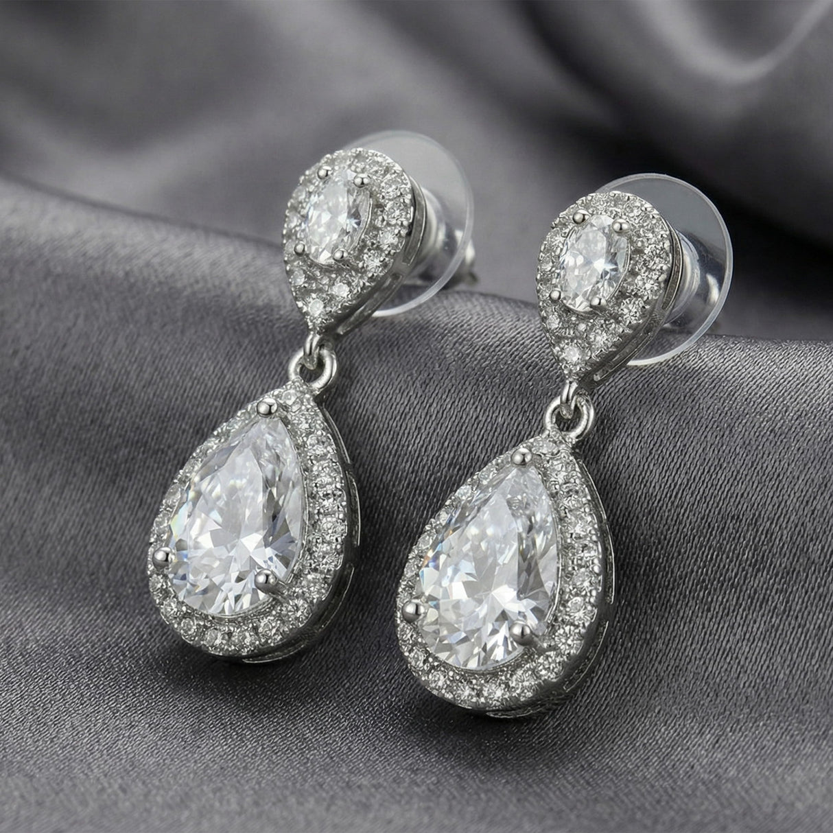 Mariell Cubic Zirconia Crystal Teardrop Dangle Bridal and Wedding Earrings, CZ Jewelry for Brides, Bridesmaids, Homecoming, Prom and Dressy Everyday Wear