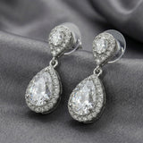 Mariell Cubic Zirconia Crystal Teardrop Dangle Bridal and Wedding Earrings, CZ Jewelry for Brides, Bridesmaids, Homecoming, Prom and Dressy Everyday Wear