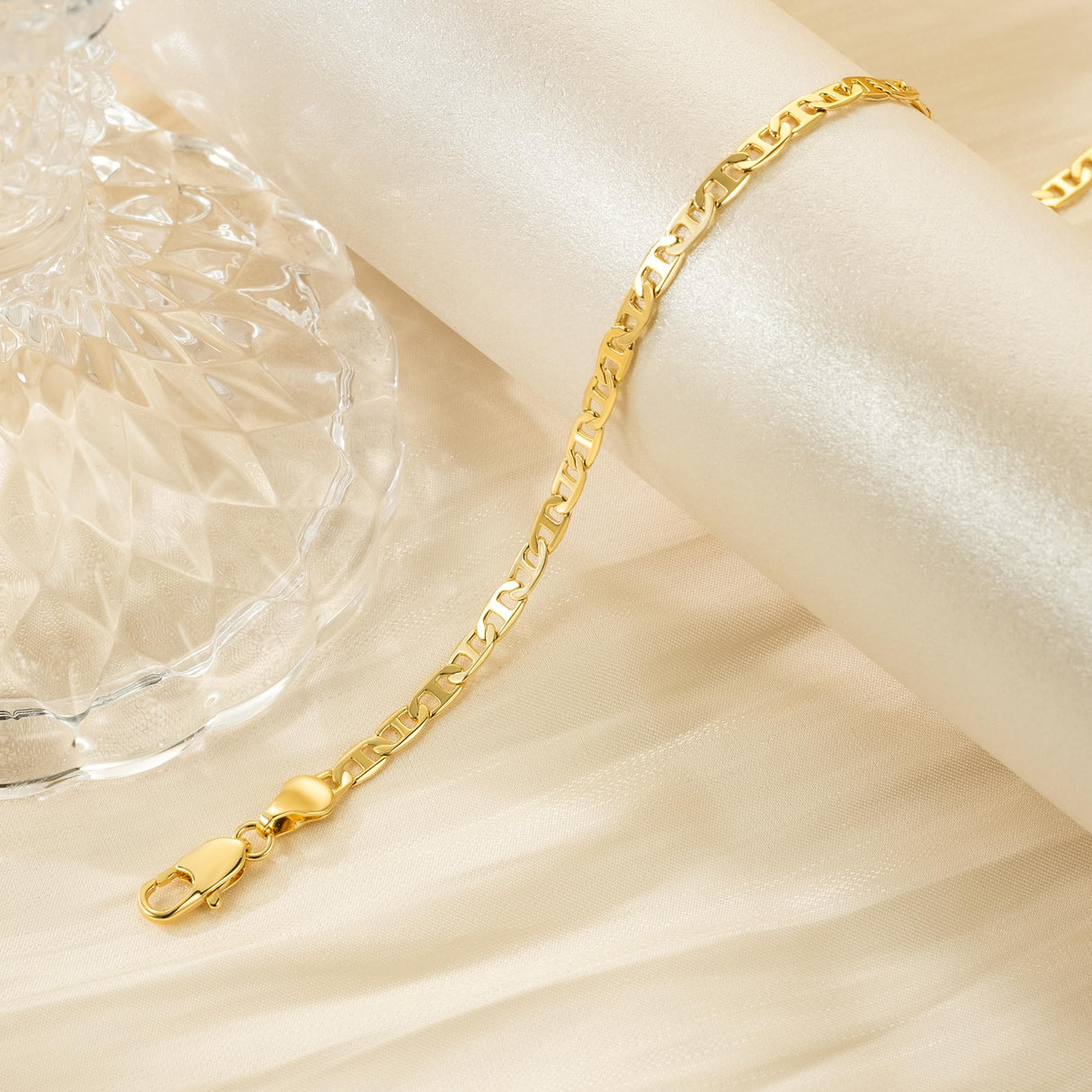 CISSIEPERAL Ankle Bracelets 14K Gold Anklets for Women Waterproof 3.4mm Mariner Chain Anklets for Women Women’s Ankle Bracelet Anchor Chain 9’’ 10’’ 11’’(Length 10 Inches)