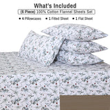 RUVANTI Flannel Sheets Queen Size 6 Pcs - 100% Cotton Double Brushed Bed Sheets, Deep Pockets 16 Inches Queen Sheet Set, All Seasons Breathable, Extra Soft & Comfy, Christmas Attraction
