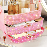 Bling Makeup Organizer for Teen Girl Gift,Hollywood Vanity Makeup Storage Box for Girl Birthday Gift,Practical Gift for Daughter,Bathroom Organizer,Skincare Organizer (Triple Pink)