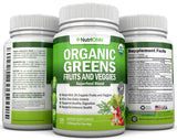 Organic Super Greens Capsules - Fruit And Vegetable Supplements - 120 Count - 28 USDA Organic & Vegan Premium Ingredients - Superfood Blend For Immune Health, Digestion & Energy - Whole Food Vitamins