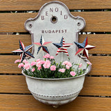 Morning View American Flag Barn Star Garden Stake Set of 4, Metal Patriotic Garden Stake Decorative USA Yard Signs Outdoor US Flags Lawn Porch for 4th of July Memorial Day 15.75 Inches Tall