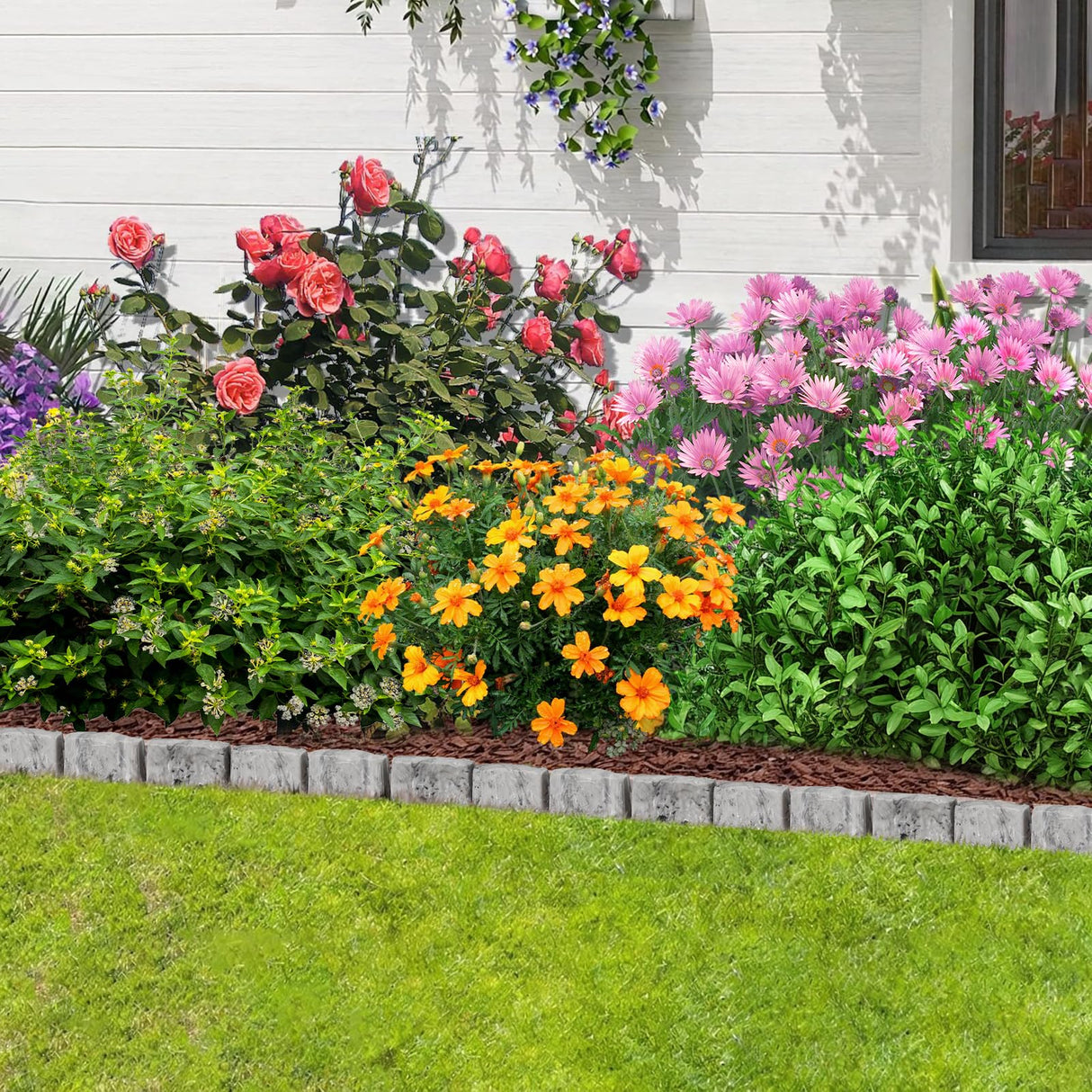 Landscape Edging Garden Edging Border Faux Stone Edging,17FT x 2.75 in Tall